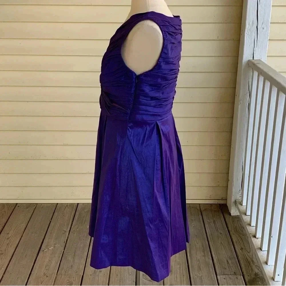 Calvin Klein Taffeta Cocktail Party Dress 12 Iridescent Blue & Purple Night